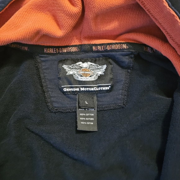 Vintage 90's Harley-Davidson Black Zip Up Hoodie with Flame Sleeves - Picture 6 of 9